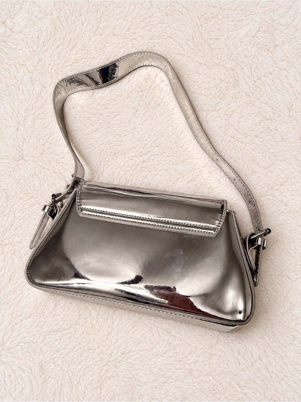 Metallic Silver Shoulder Bag